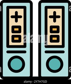 Two office folders standing on a shelf storing important documents Stock Vector