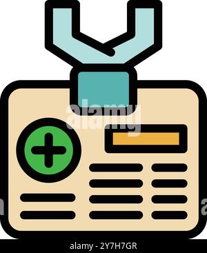 This icon of a medical conference id card with a wrench symbol is perfect for projects related to healthcare, technology, and maintenance Stock Vector
