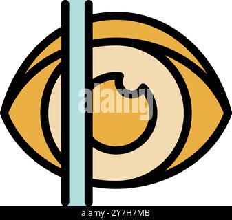 Laser surgery correcting vision with a laser beam, a medical icon representing eye surgery Stock Vector