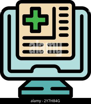 This icon represents online medical record access, symbolizing digital health data management Stock Vector
