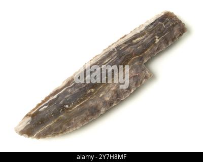 Flintstone Knife Blade isolated on white Background Stock Photo