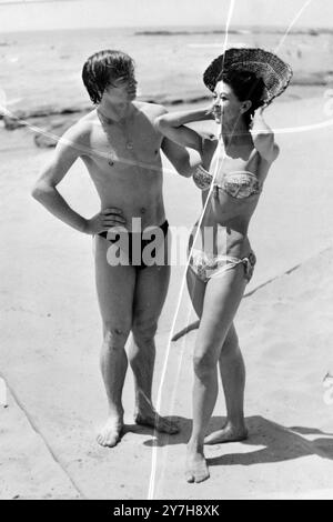 MARGOT FONTEYN WITH RUDOLF NUREYEV ON A BEACH IN BEIRUT, LEBANON /  ;  22 JULY 1964 Stock Photo