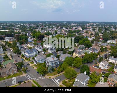 Lynn historic residential houses aerial view on Ocean Street at Nahant Street in Lynn city, Essex County, Massachusetts MA, USA. Stock Photo