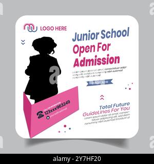 Clean Design School Admission Social Media Post Template Stock Vector