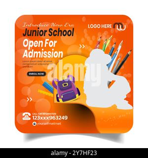 Premium School Admission Social Media Post Template Stock Vector