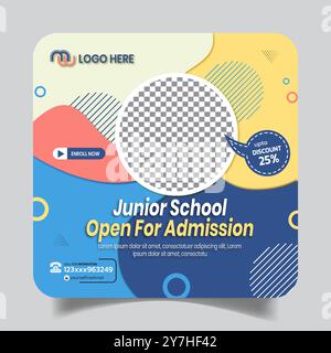 Modern Trendy School Admission Social Media Post  Design Stock Vector