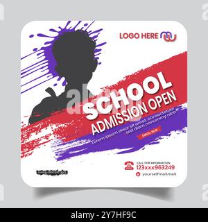 School Admission Innovative Social Media Post Design Stock Vector