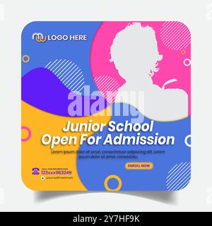 Creative Trendy School Admission Social Media Post  Design Stock Vector