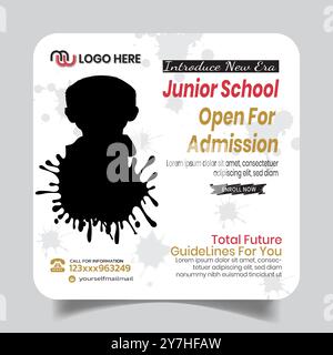 School Admission Digital Social Media Post Design Stock Vector