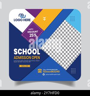 Unique Design School Admission Social Media Post Design Stock Vector