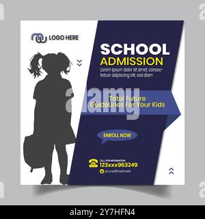 Minimalistic School Admission Social Media Post Design Stock Vector
