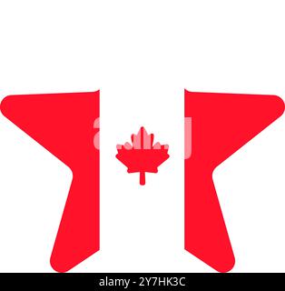 A vibrant vector illustration of a star symbol in colors of Canadian flag with a red maple leaf at its center, symbolizing the country's national embl Stock Vector