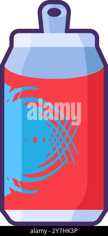 Vector steel can for beer, cider, lemonade, cocktails, and other beverages in an outline style. Packaging of food supply, storage, and delivery symbol Stock Vector