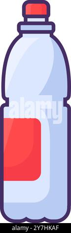 Vector plastic bottle for water, soda, or lemonade in an outline style. Packaging of food supply, storage, and delivery symbol. The icon is suitable f Stock Vector