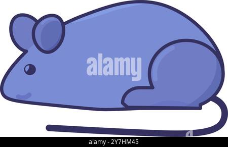 Cat soft toy in shape of rat. Foam mouse for kitten play. Image for design of pet store or veterinary clinic. Simple flat vector isolated on white bac Stock Vector