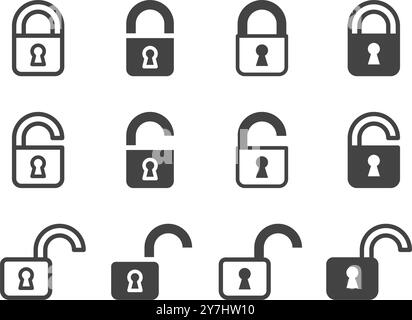padlock and lock icon set,vector and illustration Stock Vector