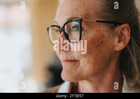 Close-up of female entrepreneur with eyeglasses Stock Photo