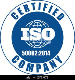 ISO Certified Company, Certificate ISO 50002:2014 Blue, Quality Certificate, Energy Audits Certified Stock Vector
