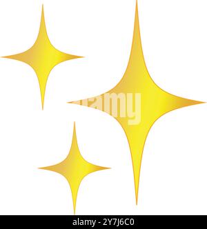 Sparkline Golden Star, Glittering star sparkle, Twinkle star in Gold, Golden glowing sparkle, Shining icon Stock Vector