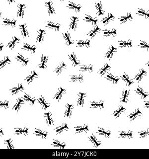 ant trail path seamless pattern. Insect invasion concept. Stock Vector