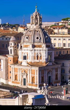 Rome, Italy - September 23, 2018: Aerial view at Church of Santa Maria di Loreto in Rome, Italy. This Renaissance church was opened in 1507. Stock Photo