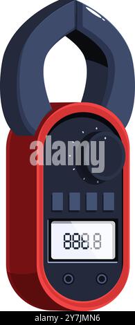 Digital clamp meter is measuring electricity consumption on white background Stock Vector