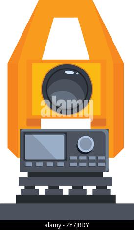 Modern electronic total station theodolite surveying equipment on white background Stock Vector