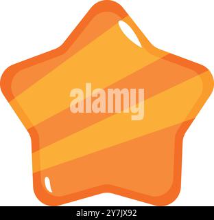 Glossy orange star with stripes is shining, showing its high quality Stock Vector