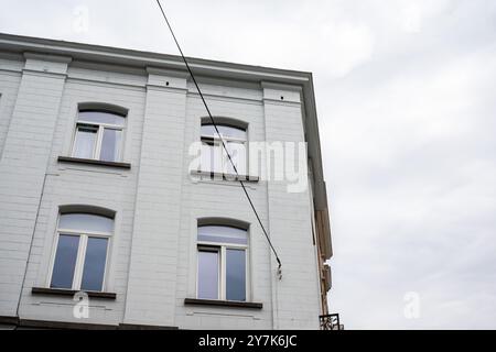 Corner facade of a residential house in Uccle, Brussels, Belgium, SEP 22, 2024 Stock Photo