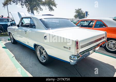 Gulfport, MS - October 03, 2023: High perspective rear corner view of a 1967 Chevrolet Chevy II Nova Hardtop Coupe at a local car show. Stock Photo