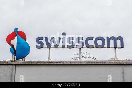 Pfungen, Switzerland, 25th Aug 2024: Logo of the telecommunications company Swisscom. (Photo by Jonas Philippe/dieBildmanufaktur) Stock Photo