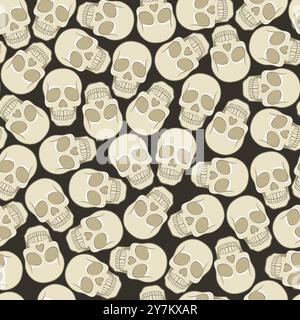 Seamless pattern with color illustration skull. Vector background. Stock Vector