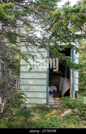 Garden shed at the abandoned dilapidated cabin in Pouch Cove, Newfoundland & Labrador, Canada Stock Photo