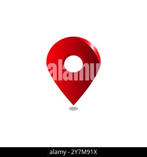 Map location pin icon 3d vector. Address area place direction navigation marker point red sign symbol isolated on white Stock Vector