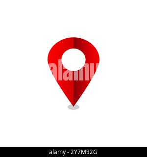 Location icon vector. Map pin place address point marker navigation sign symbol  isolated on white Stock Vector