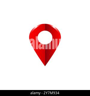 Map pin icon location 3d vector. Address direction navigation indicator mark point red sign symbol isolated on white Stock Vector