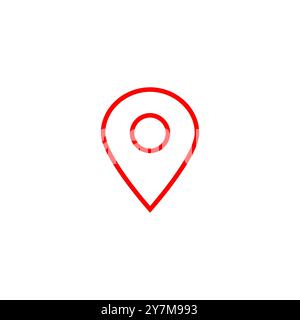 Location icon map pin outline red vector. Address area marker navigation sign symbol isolated on white Stock Vector