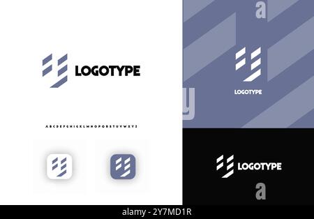 Bold diagonal stripes creating geometric shapes letter Y logo for technology, finance, banking, cryptocurrency, corporate branding, architecture Stock Vector
