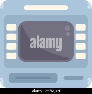 Atm machine display showing a financial transaction processing, with buttons and a screen Stock Vector