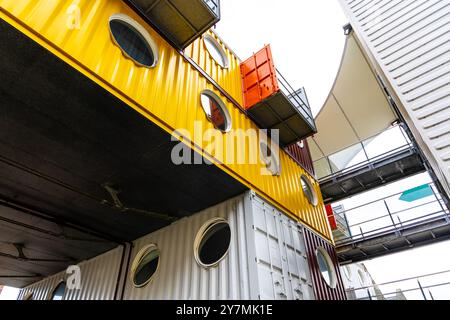 Container City - workspace studios made out of shipping containers in Trinity Buoy Wharf, London, England Stock Photo