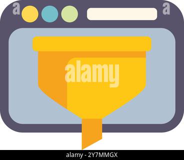 This colorful vector icon shows a sales funnel inside a web browser, representing a concept of online marketing Stock Vector