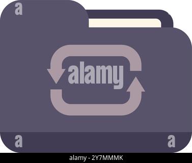 Folder icon is showing two arrows going in a circle, symbolizing a data recovery process Stock Vector