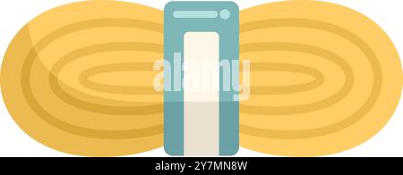 Yellow rope hank holding together using blue tape icon in flat style on a white background Stock Vector