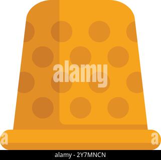 Metal sewing thimble protecting finger while sewing icon in flat style design vector illustration isolated on white background Stock Vector
