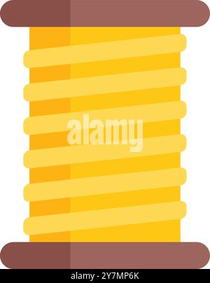 Yellow thread wrapped around a brown spool, an essential item for sewing and tailoring Stock Vector