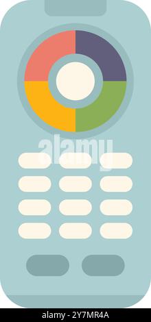Modern smart tv remote control with color buttons, showing navigation and menu buttons Stock Vector
