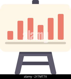 Whiteboard is displaying a growing bar chart, perfect for representing business growth and success Stock Vector