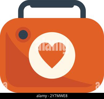 Orange first aid kit closed, showing heart shape, symbolizing love and healthcare, concept for valentine's day Stock Vector