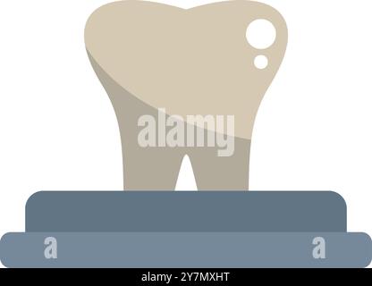 Clean and healthy single tooth standing on a base, illustrating the concept of dental implants Stock Vector