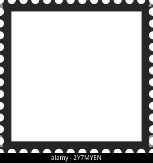 Square format postage stamp vector outline frame with perforated edges ...